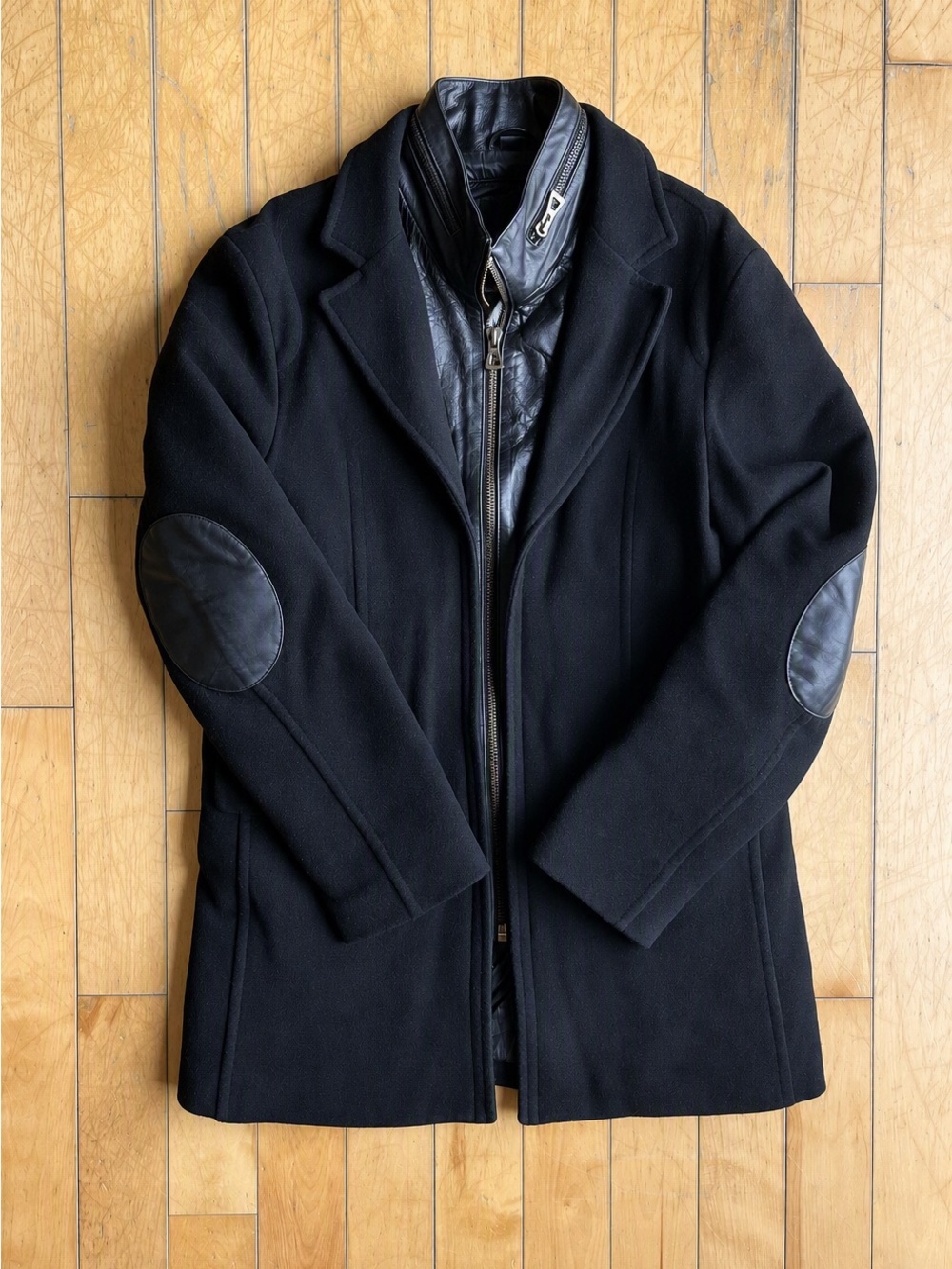 RUDSAK Wool Blend Real Leather Trim Luxe Jacket Coat Size Medium